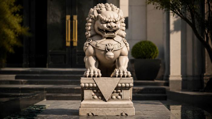 Lion statue on a pedestal 3d STL model