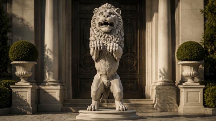 Lion sculpture on a pedestal 3d STL model