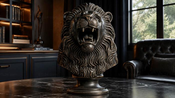 Bust of a Lion 3d STL model