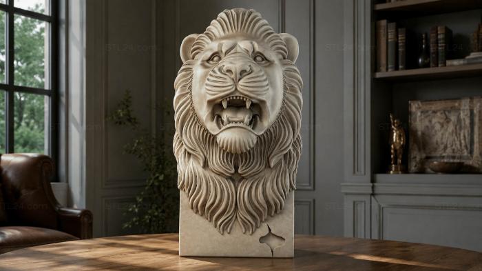 Lions (Lion with open mouth, LVI_000974) 3D models for cnc