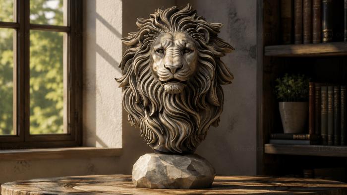 Lions head on a pedestal 3d STL model
