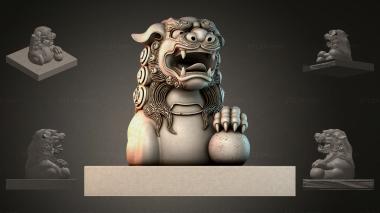 Lions (Lion statue with a ball, LVI_000981) 3D models for cnc