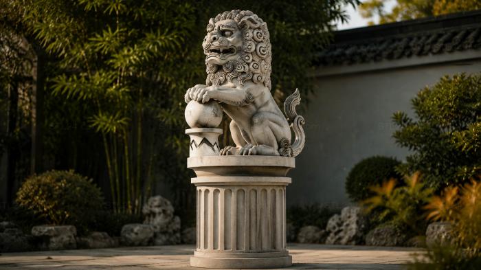 Lion statue on a column 3d STL model