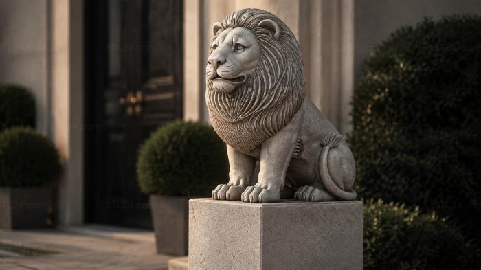 Lion figurine on a pedestal 3d STL model