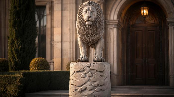 Lion on a pedestal 3d STL model