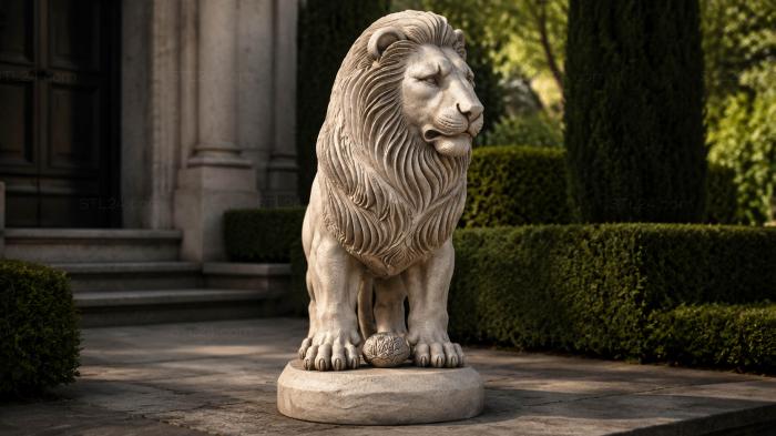 Lion on a stand 3d STL model