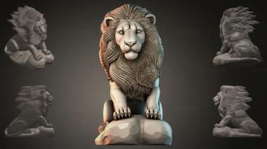 Lions (Lion sculpture on stone, LVI_000989) 3D models for cnc