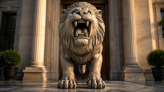 Lion with open mouth 3d STL model