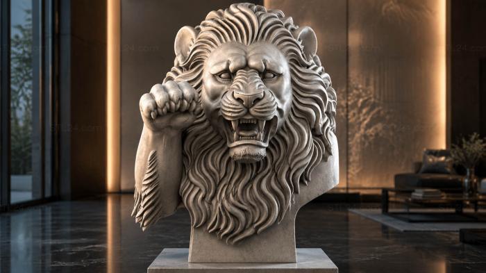 Lion with a raised paw 3d STL model