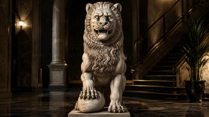 Lion on a pedestal 3d STL model