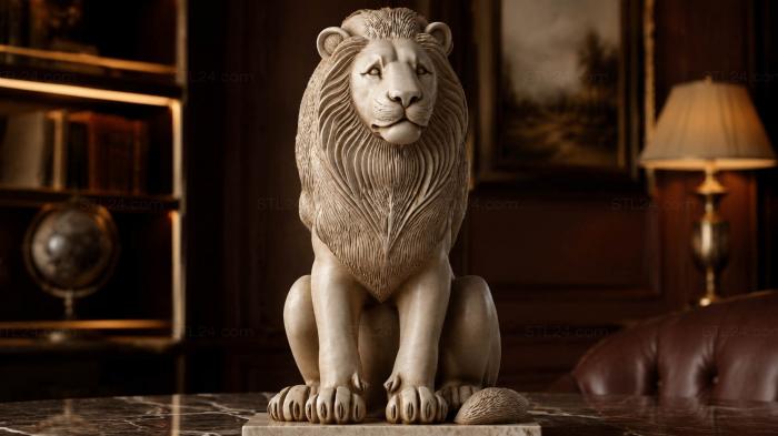 Seated Lion 3d STL model
