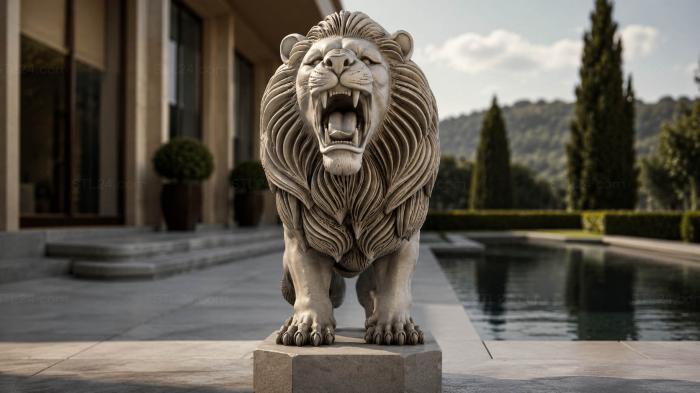 Lions (Lion statue on a stand, LVI_001006) 3D models for cnc