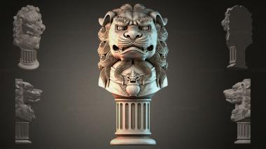Lions (Lion sculpture on a column, LVI_001007) 3D models for cnc
