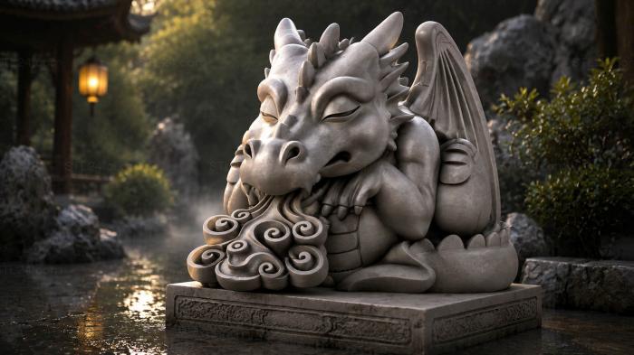 Dragon with a Cloud 3d STL model