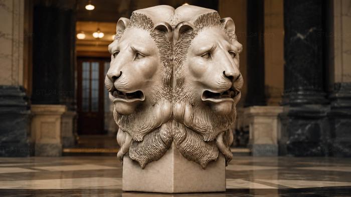 Lions head with double muzzle 3d STL model