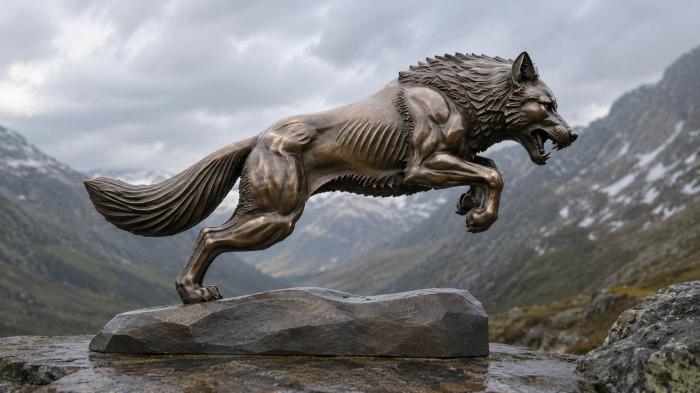 Wolf on a Stone 3d STL model