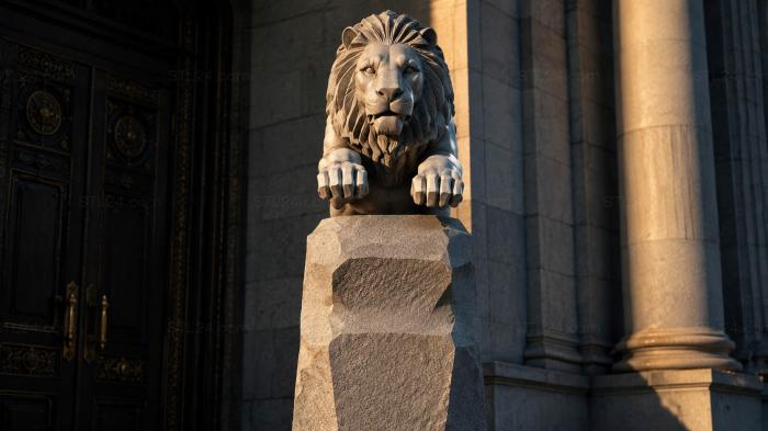 Lion on a stone stand 3d STL model