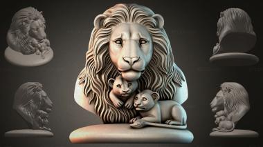 Lions (Lion with cubs, LVI_001024) 3D models for cnc