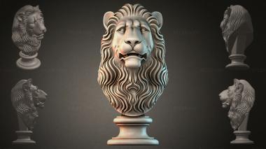 Lions (Bust of a lion on a pedestal, LVI_001071) 3D models for cnc