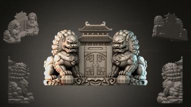 Lions (Chinese Lion Guards with Gates, LVI_001083) 3D models for cnc
