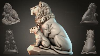 Lions (Lion with cubs, LVI_001169) 3D models for cnc