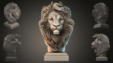 Lions (Lions head on a pedestal, LVI_001178) 3D models for cnc
