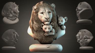 Lions (Lion with cubs, LVI_001181) 3D models for cnc