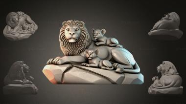 Lions (A lion with cubs on a rock, LVI_001237) 3D models for cnc