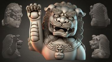 Lions (Tiger mask with raised paw, LVI_001246) 3D models for cnc