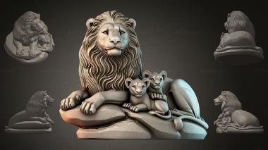 Lions (Lion with cubs, LVI_001310) 3D models for cnc
