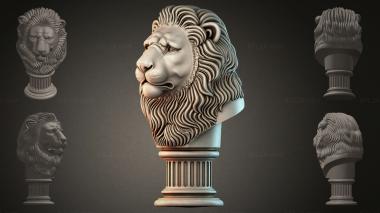Lions (Lion sculpture on a pedestal, LVI_001334) 3D models for cnc