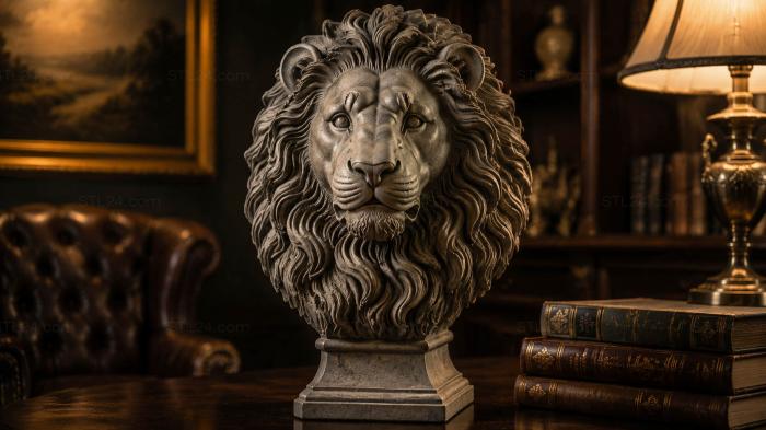 Lions head on a pedestal 3d STL model