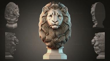 Lions (Lions head on a pedestal, LVI_001337) 3D models for cnc