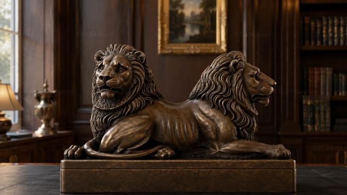 Lion on a pedestal 3d STL model