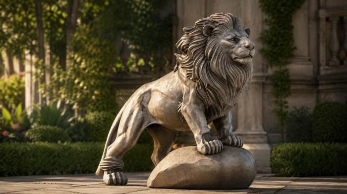 Lions (Lion on a Rock, LVI_001340) 3D models for cnc
