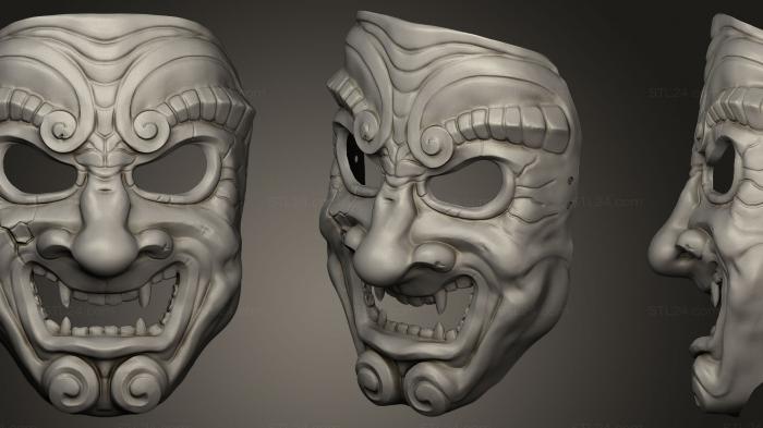 Маски (3D-печать маски самурая, MS_0165) 3D модель для ЧПУ станка
