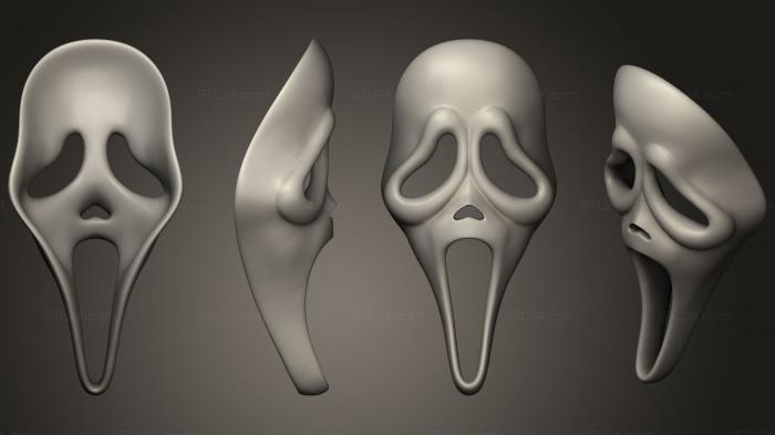 Маски (Маска Крика призрачного лица, MS_0228) 3D модель для ЧПУ станка