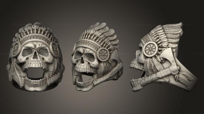 Mask (Ring skull indian, MS_0492) 3D models for cnc