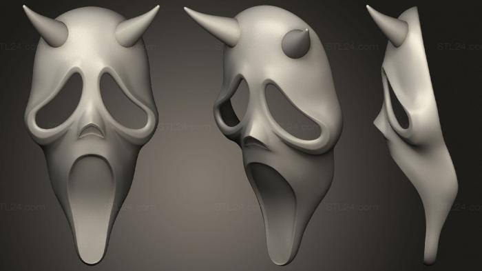 Маски (Кричащая маска-призрак Red Devil V2, MS_0510) 3D модель для ЧПУ станка