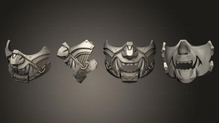 Mask (Samurai Neon Mask v 2, MS_0655) 3D models for cnc