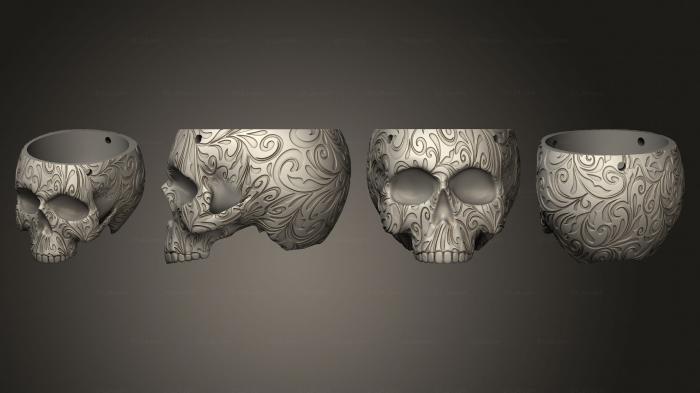 Mask (Vintage Swirl Skull Planter Bowl 2, MS_0674) 3D models for cnc