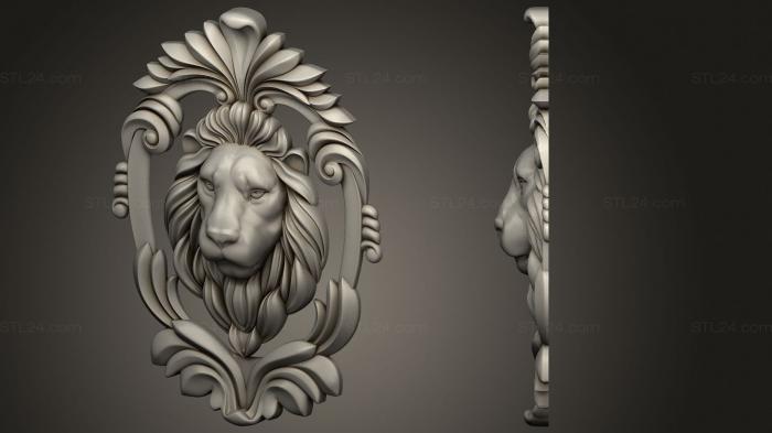 Маски (Морда льва в медальоне, MS_0693) 3D модель для ЧПУ станка