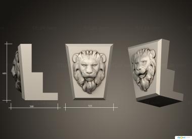 Mask (Lion-faced keystone, MS_0696) 3D models for cnc