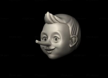 Mask (Pinocchios head, MS_1246) 3D models for cnc