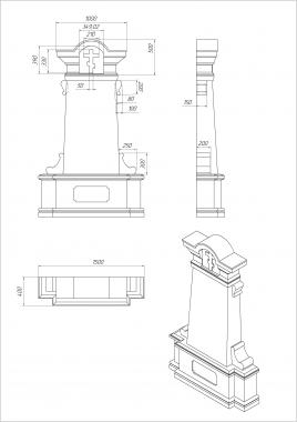 Мебель церковная (Верхний элемент на памятник с распятием, MBC_0051) 3D модель для ЧПУ станка