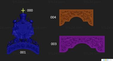 Church furniture (Top element on the back of the chair with crowns, MBC_0052) 3D models for cnc