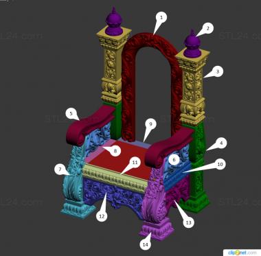 Church furniture (Bishops Throne, MBC_0078) 3D models for cnc