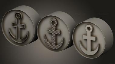 Medals (Three anchors in a circle, MD_0059) 3D models for cnc