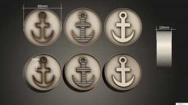 Medals (Three anchors in a circle, MD_0059) 3D models for cnc