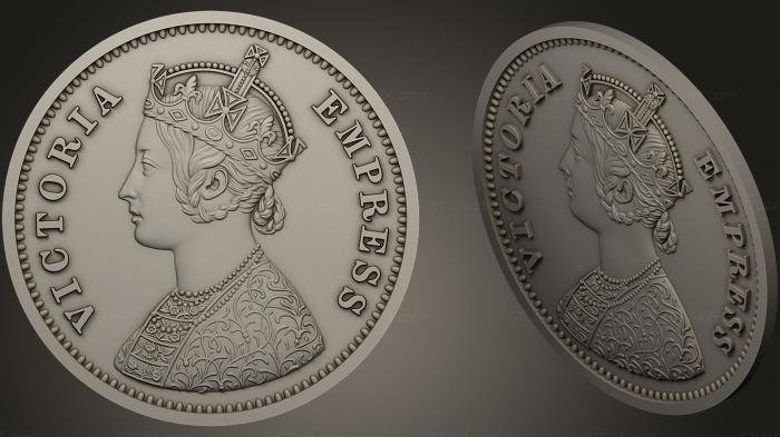 Монеты (Аверс старой индийской монеты, MN_0001) 3D модель для ЧПУ станка